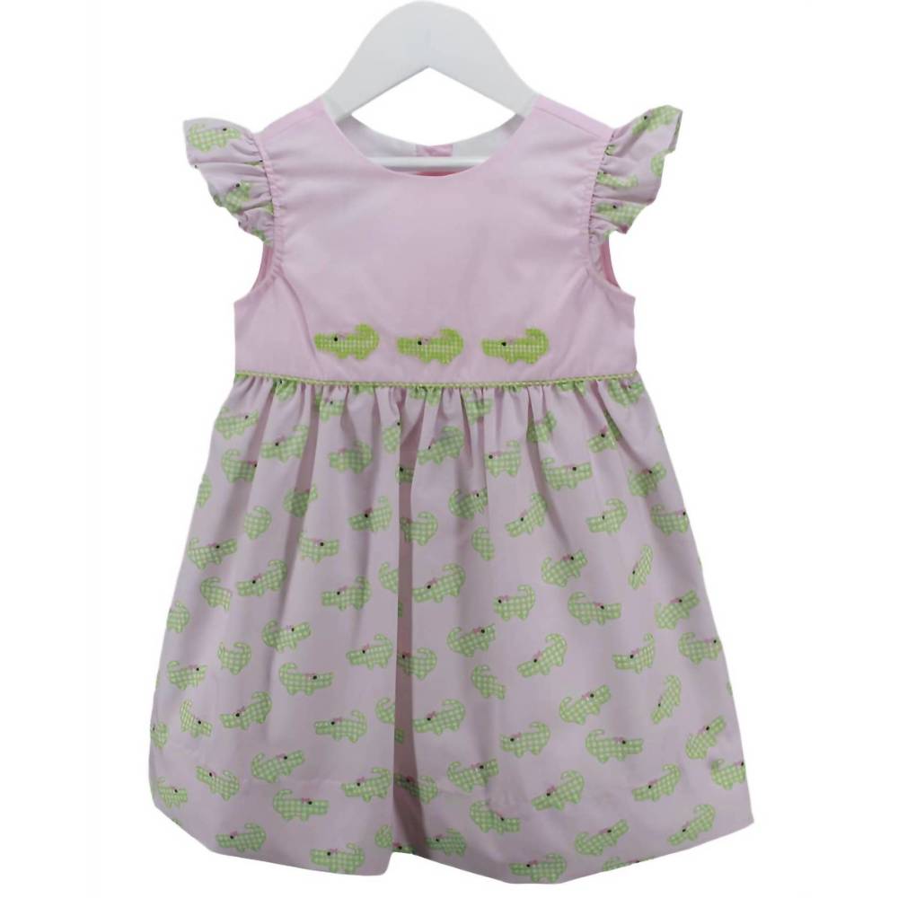 NEW CHARMING LITTLE ONE baby crocodile print mary dress in pink